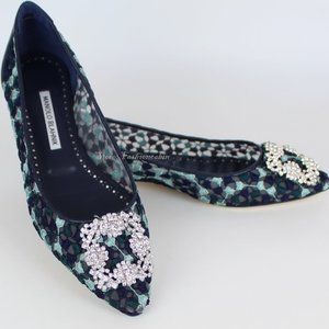 NEW MANOLO BLAHNIK Hangisi Lace Flats